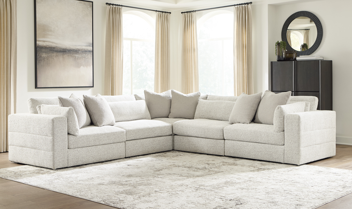 Modern Heritage Ashbourne Estate Fabric 5-Piece Sectional Sofa With Bolster Pillows - Jennifer Furniture