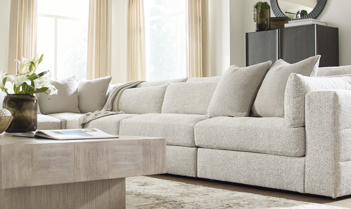 Modern Heritage Ashbourne Estate Fabric 5-Piece Sectional Sofa With Bolster Pillows - Jennifer Furniture