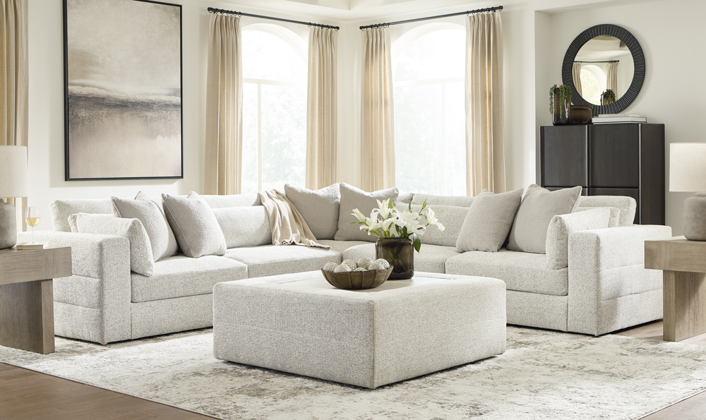 Modern Heritage Ashbourne Estate Fabric 5-Piece Sectional Sofa With Bolster Pillows - Jennifer Furniture