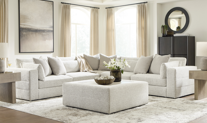 Modern Heritage Ashbourne Estate Fabric 5-Piece Sectional Sofa With Bolster Pillows - Jennifer Furniture