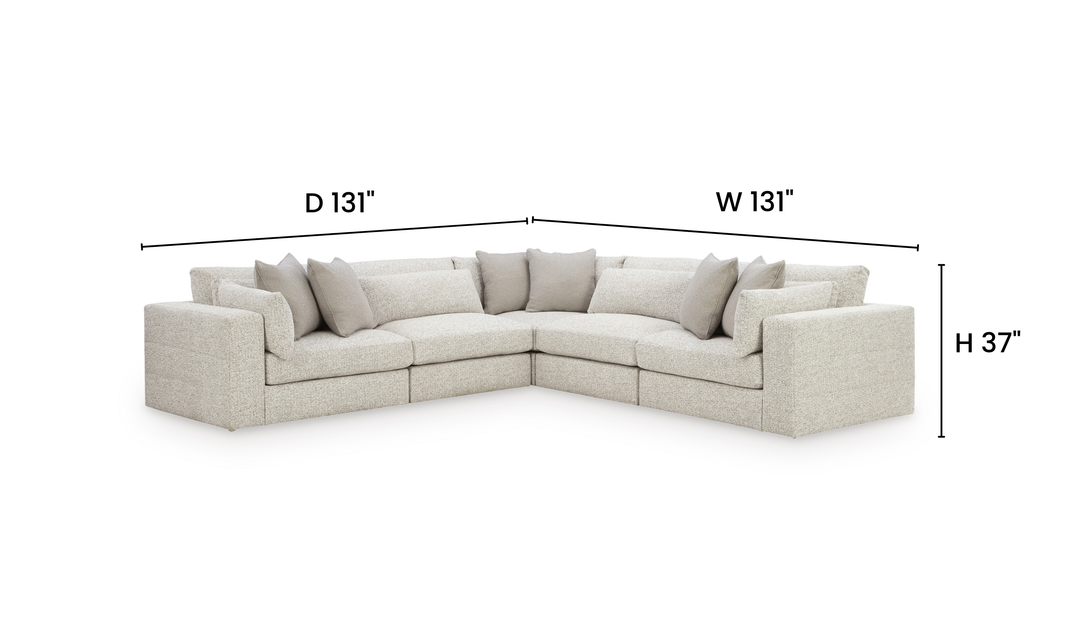 Modern Heritage Ashbourne Estate Fabric 5-Piece Sectional Sofa With Bolster Pillows - Jennifer Furniture