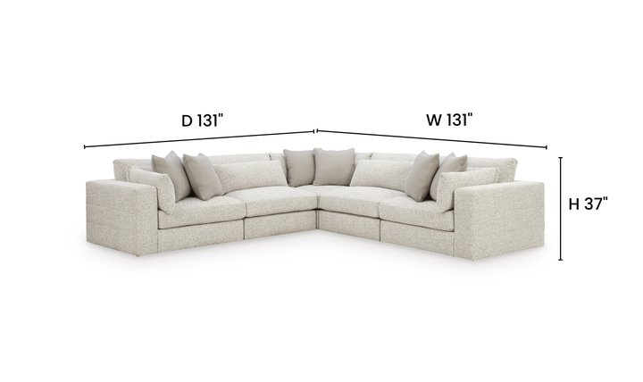Modern Heritage Ashbourne Estate Fabric 5-Piece Sectional Sofa With Bolster Pillows - Jennifer Furniture