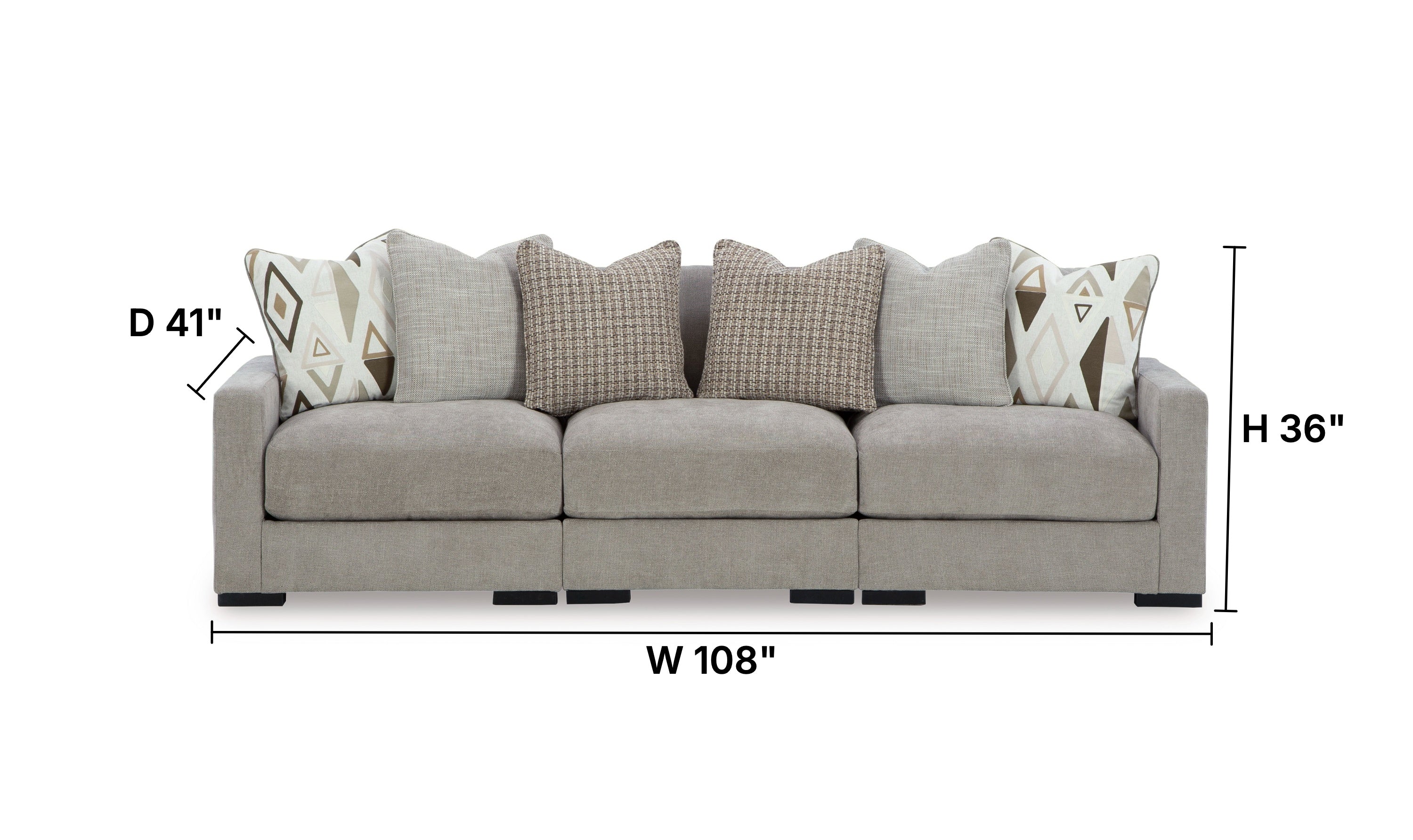 Modern Heritage Aslan Court 3-Pieces Gray Fabric Modular Sofa-Jennifer Furniture