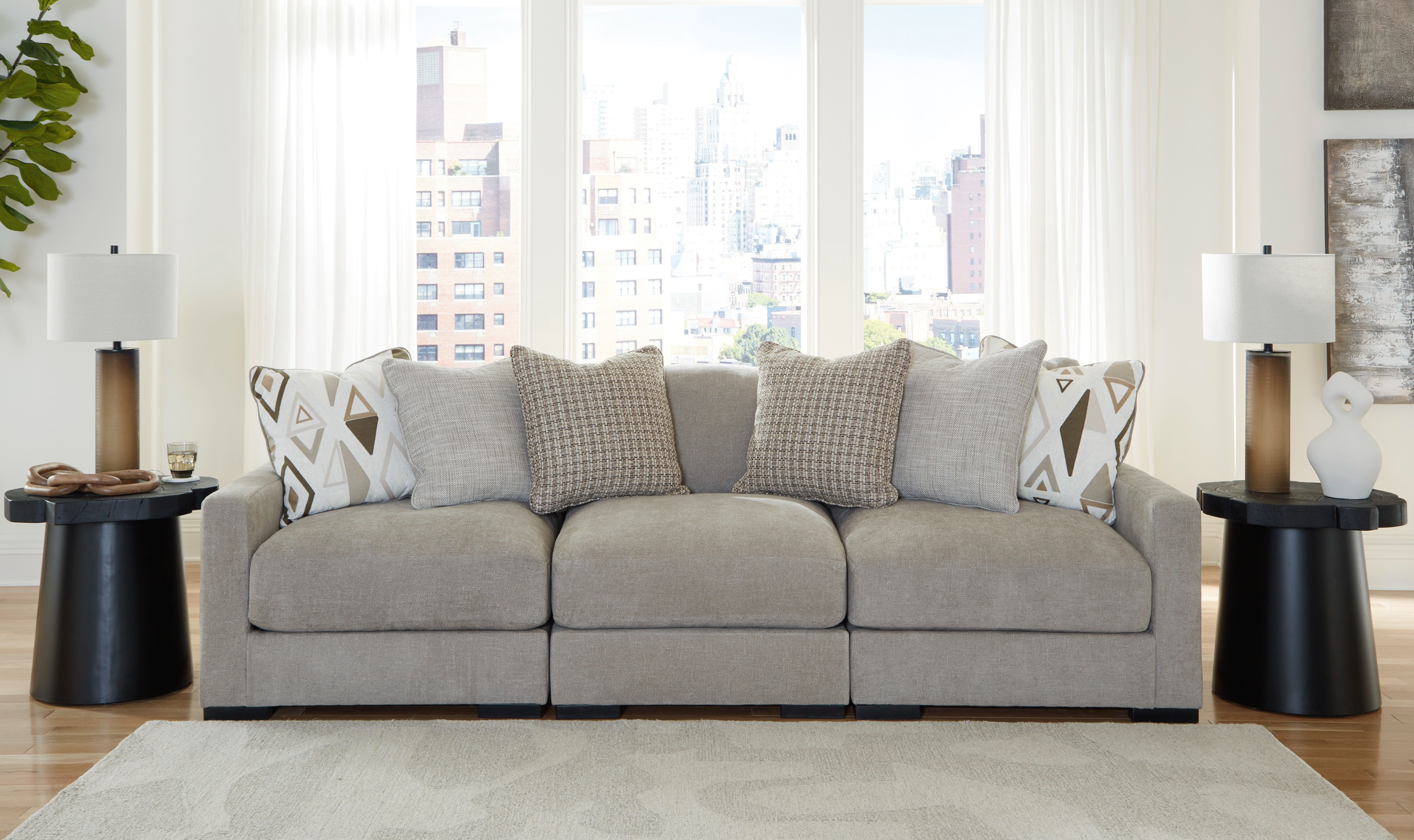 Modern Heritage Aslan Court 3-Pieces Gray Fabric Modular Sofa-Jennifer Furniture