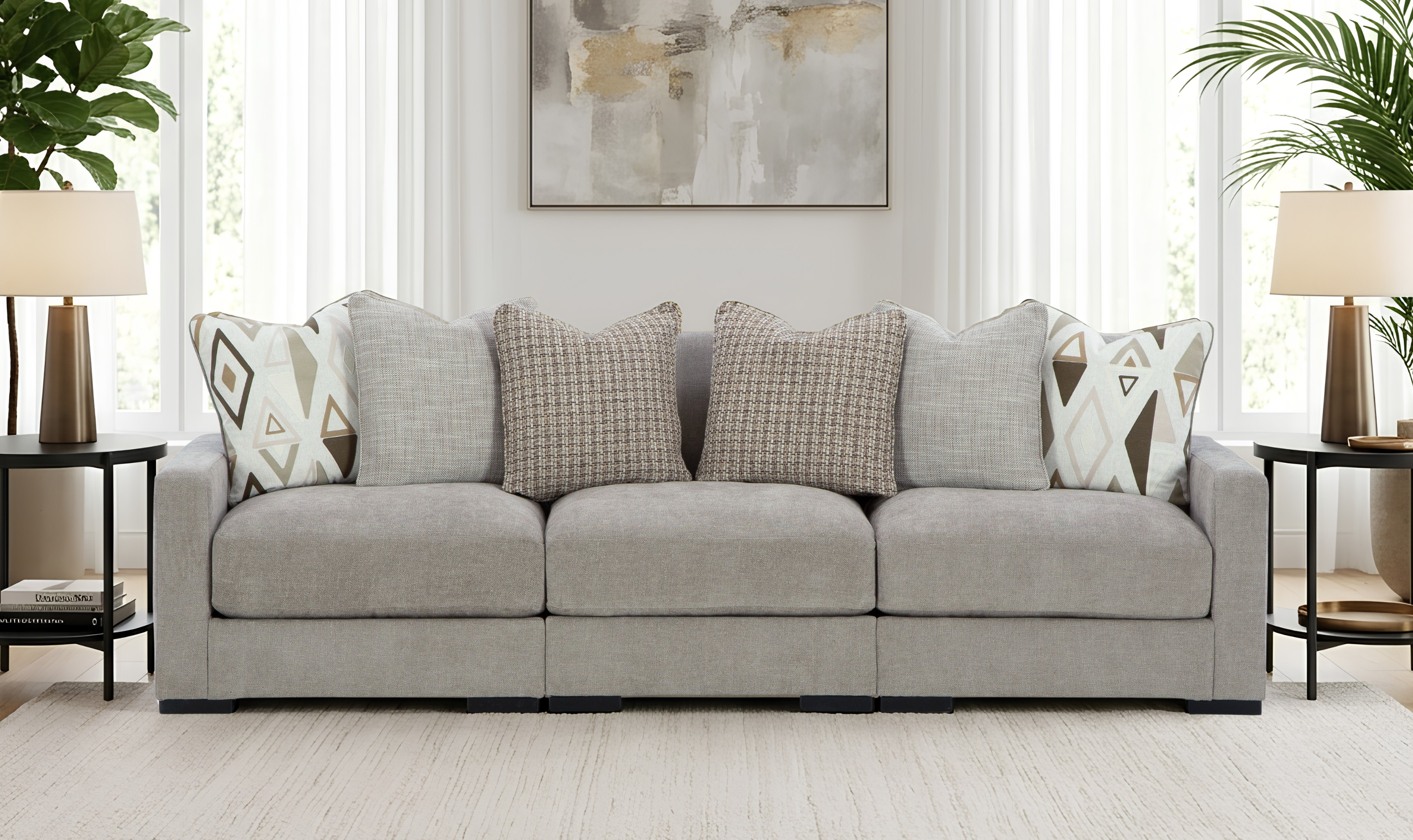 Modern Heritage Aslan Court 3-Pieces Gray Fabric Modular Sofa-Jennifer Furniture