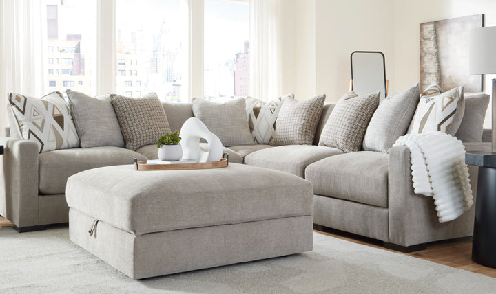 Modern Heritage Aslan Court Gray Fabric Ottoman With Storage-Jennifer Furniture