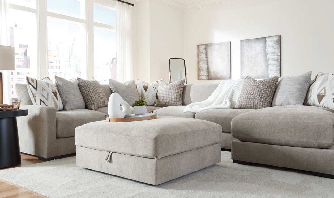 Modern Heritage Aslan Court Gray Fabric Ottoman With Storage-Jennifer Furniture