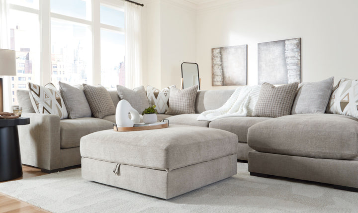 Modern Heritage Aslan Court Gray Fabric Ottoman With Storage-Jennifer Furniture