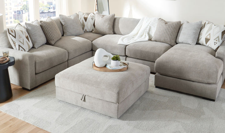 Modern Heritage Aslan Court Gray Fabric Ottoman With Storage-Jennifer Furniture