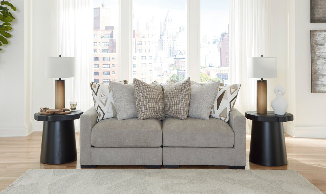 Modern Heritage Aslan Court Pebble Gray Fabric 2-Pieces Loveseat-Jennifer Furniture