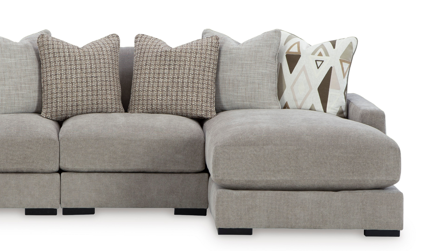 Modern Heritage Aslan Court Pebble Gray Fabric 3-Piece Sofa Sectional With Chaise - Jennifer furniture