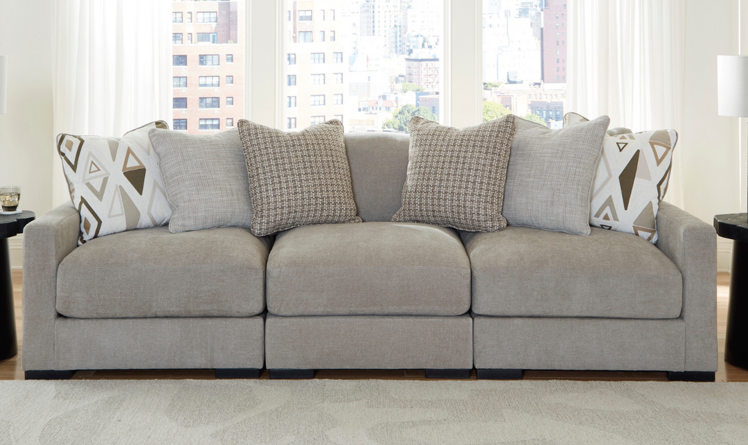 Modern Heritage Aslan Court Pebble Gray Fabric 3-Piece Sofa