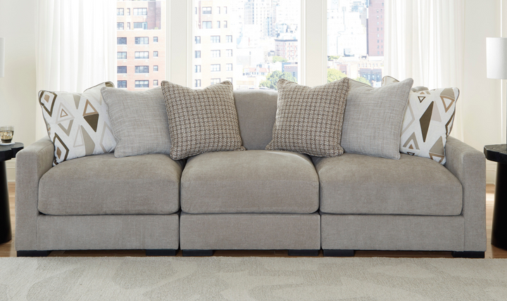 Modern Heritage Aslan Court Pebble Gray Fabric 3-Piece Sofa