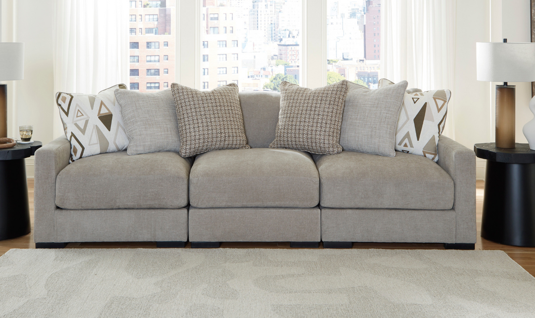Modern Heritage Aslan Court Pebble Gray Fabric 3-Piece Sofa