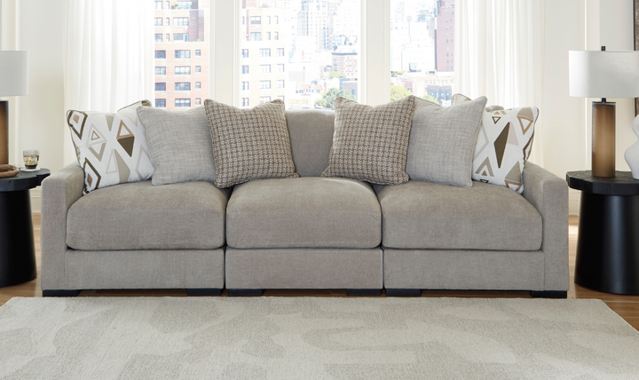 Modern Heritage Aslan Court Pebble Gray Fabric 3-Piece Sofa