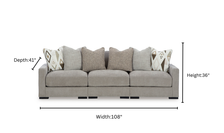 Modern Heritage Aslan Court Pebble Gray Fabric 3-Piece Sofa