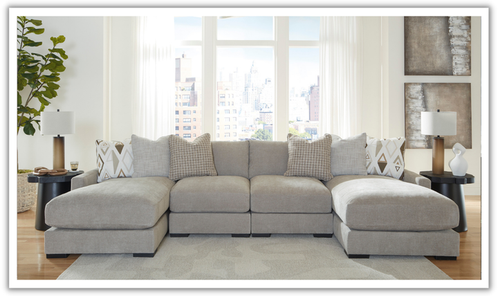 Modern Heritage Aslan Court Pebble Gray Fabric Sectional Sofa
