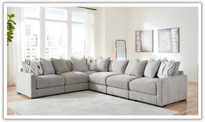 Modern Heritage Aslan Court Pebble Gray Fabric Sectional Sofa