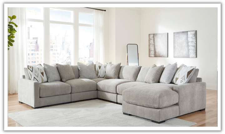 Modern Heritage Aslan Court Pebble Gray Fabric Sectional Sofa