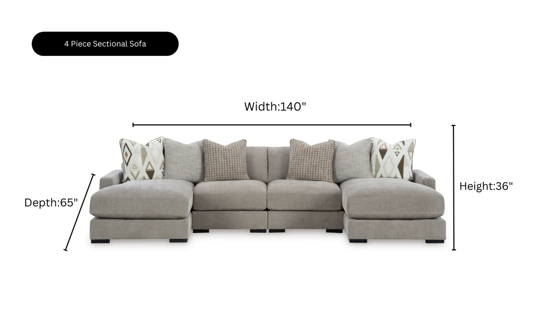 Modern Heritage Aslan Court Pebble Gray Fabric Sectional Sofa