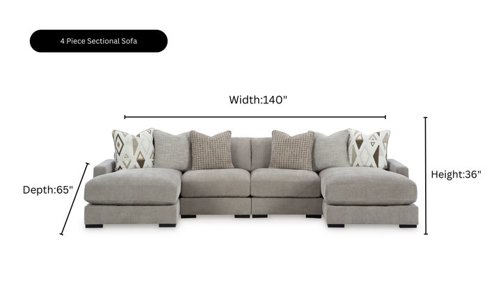 Modern Heritage Aslan Court Pebble Gray Fabric Sectional Sofa