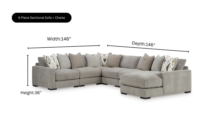 Modern Heritage Aslan Court Pebble Gray Fabric Sectional Sofa