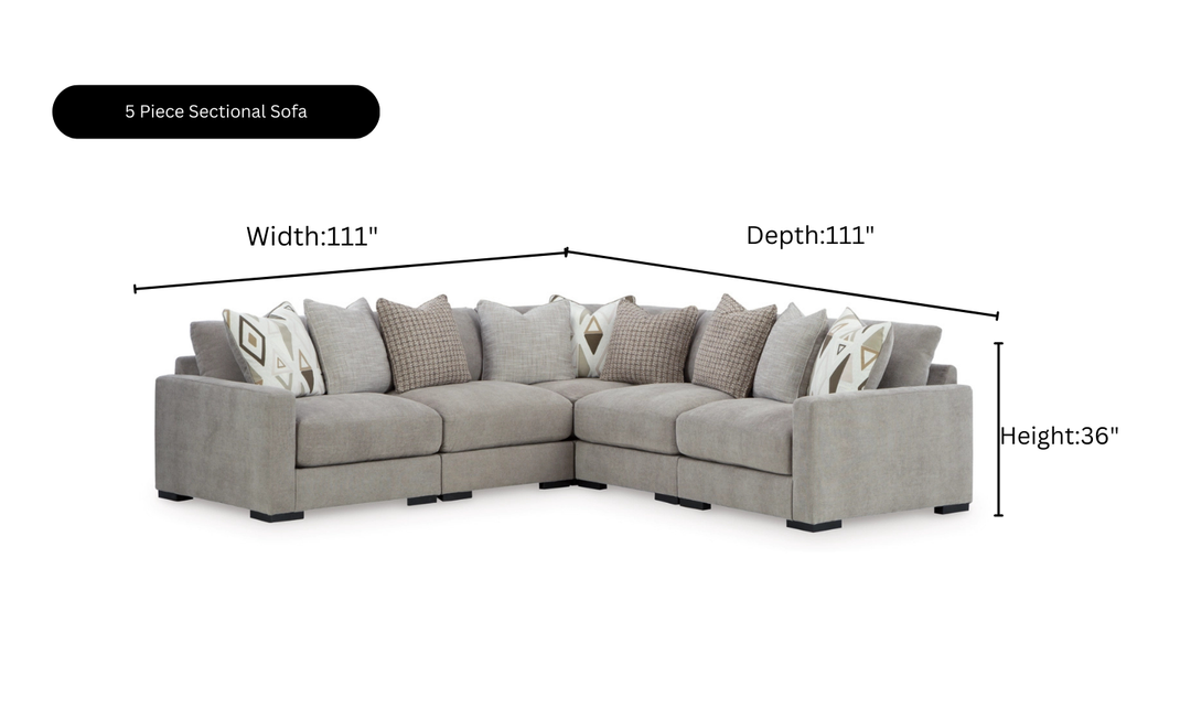 Modern Heritage Aslan Court Pebble Gray Fabric Sectional Sofa
