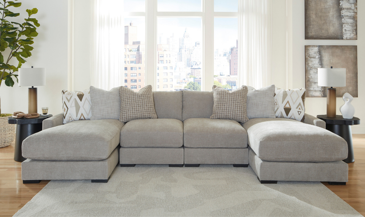 Modern Heritage Aslan Court Pebble Gray Fabric Sectional Sofa