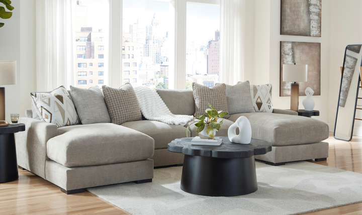 Modern Heritage Aslan Court Pebble Gray Fabric Sectional Sofa