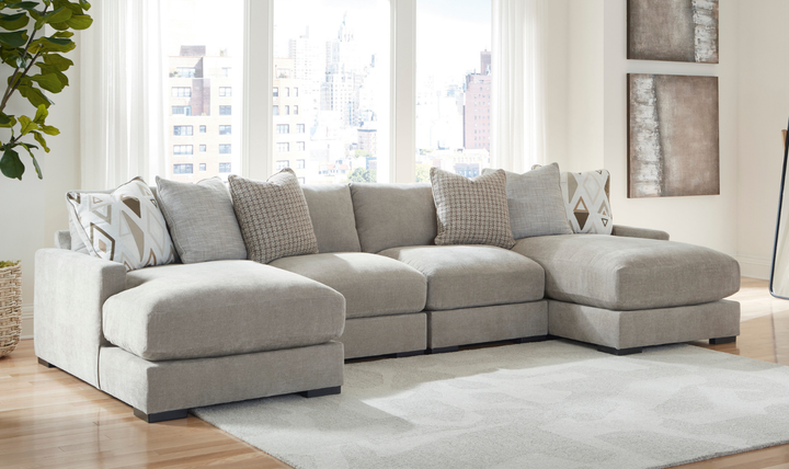 Modern Heritage Aslan Court Pebble Gray Fabric Sectional Sofa