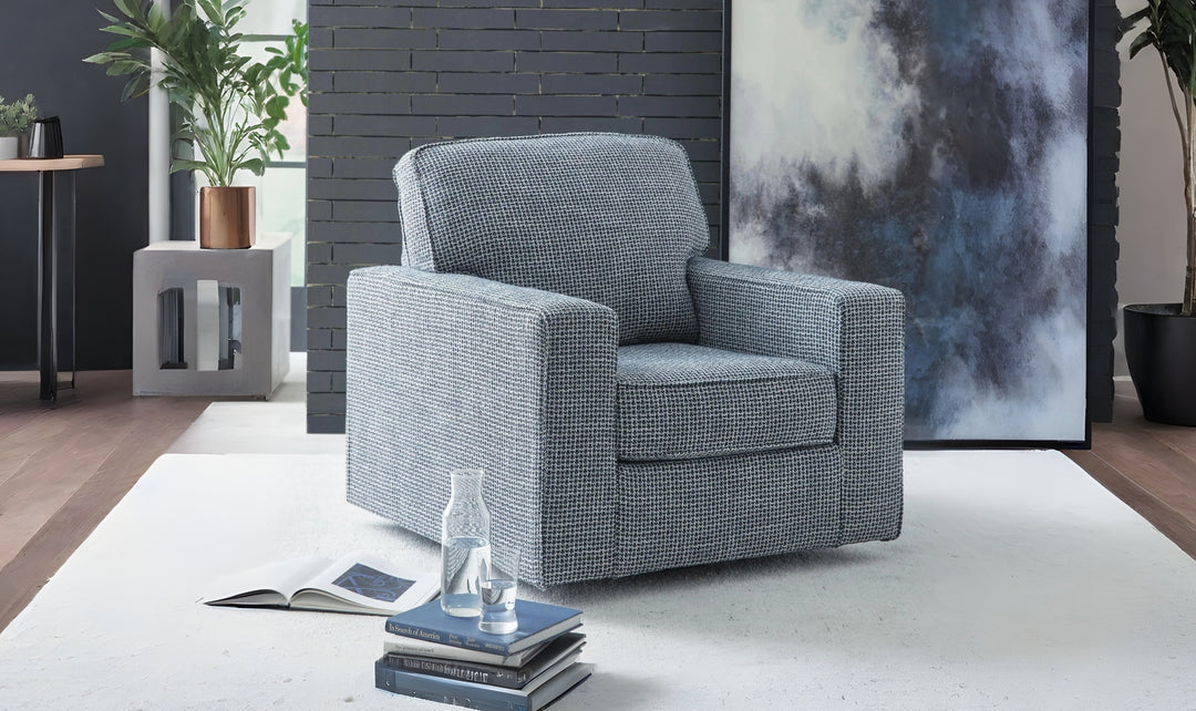 Modern Heritage Aterburm Gray Fabric Swivel Accent Chair-Jennifer Furniture