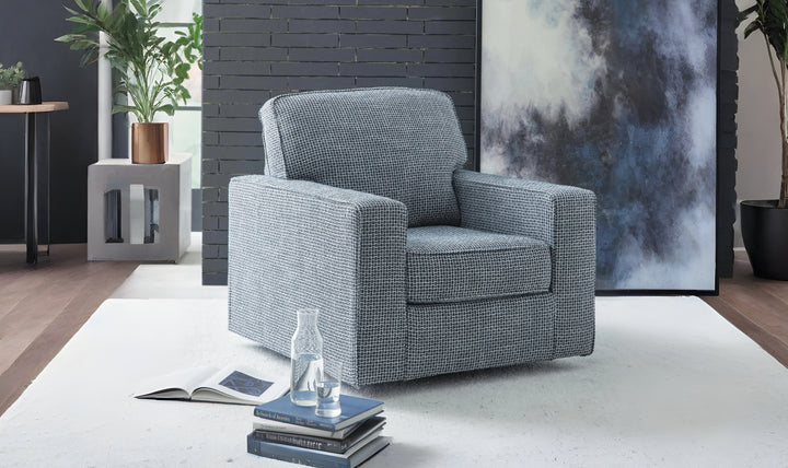 Modern Heritage Aterburm Gray Fabric Swivel Accent Chair-Jennifer Furniture