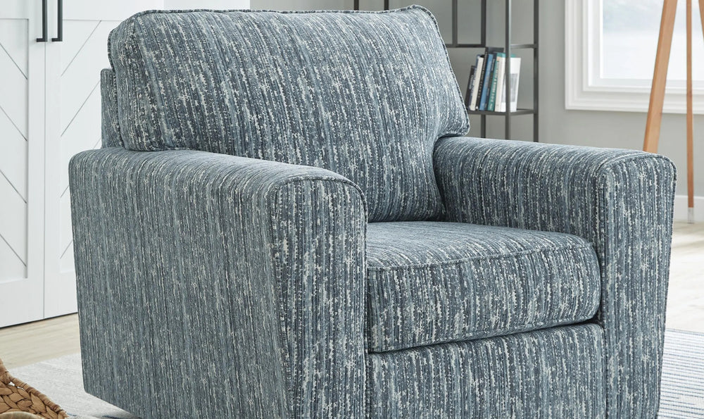 Modern Heritage Aterburm Gray Fabric Swivel Accent Chair-Jennifer Furniture