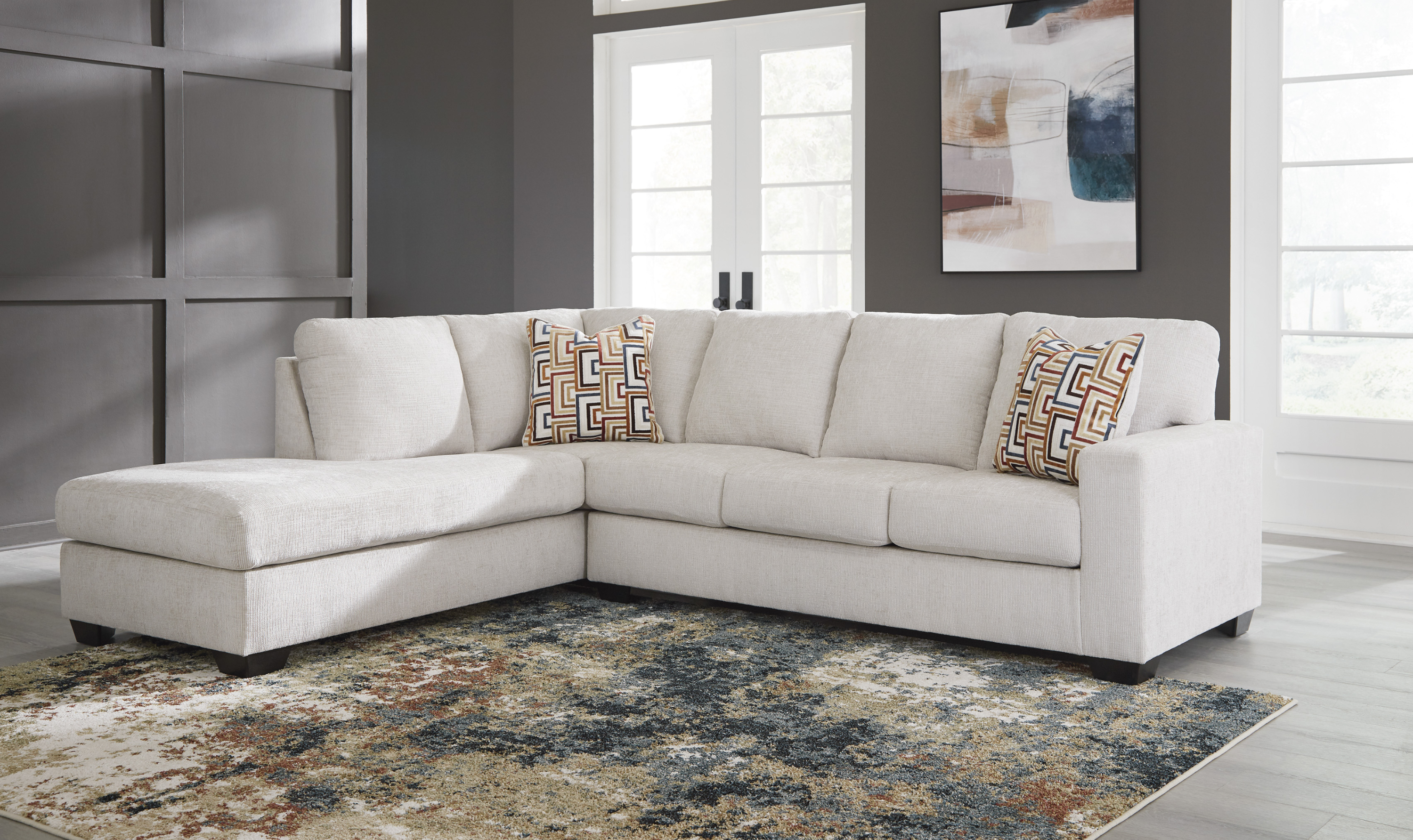 Modern Heritage Aviemore 2-Piece Fabric Sectional Sofa Chaise-Jennifer Furniture