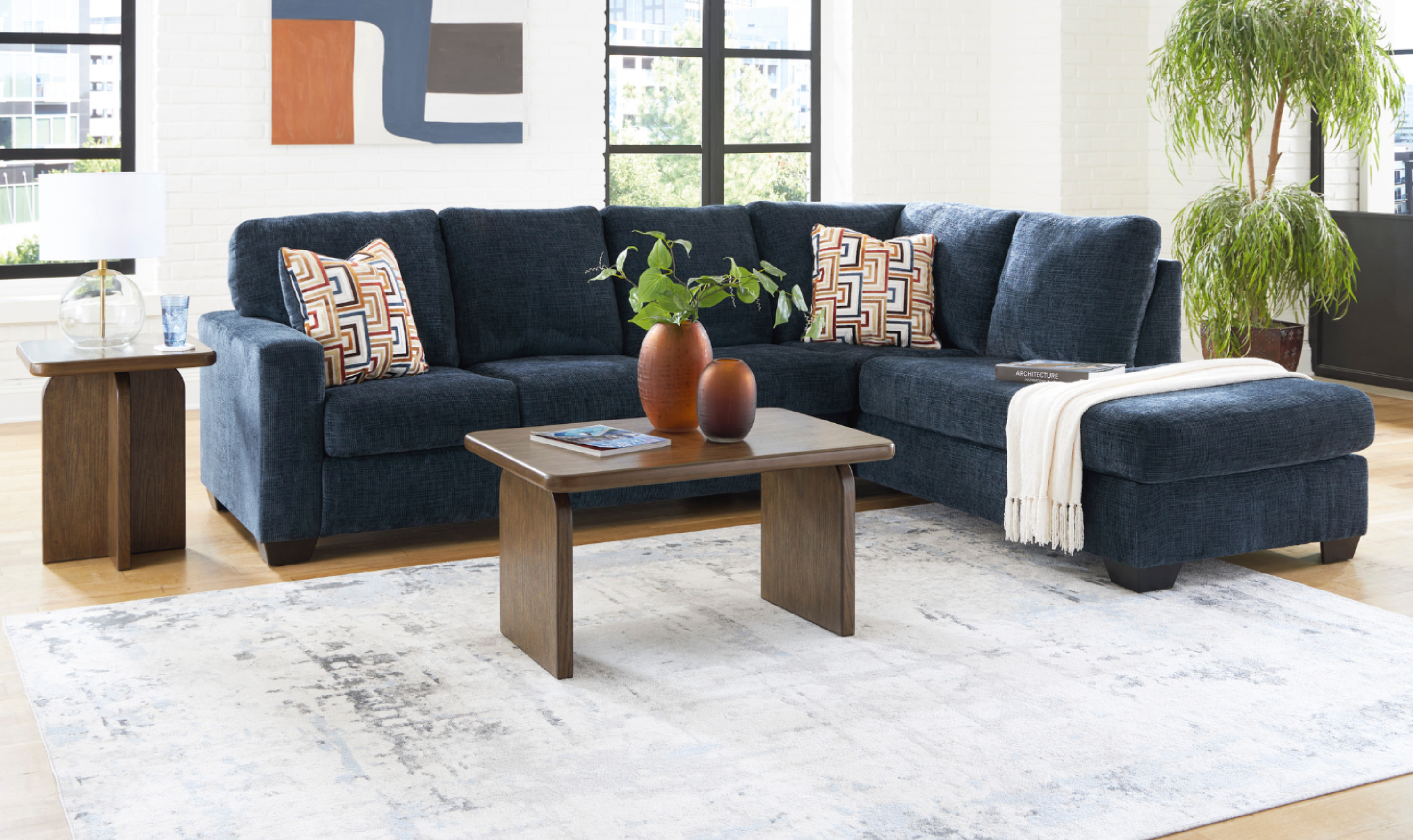 Modern Heritage Aviemore 2-Piece Fabric Sectional Sofa Chaise-Jennifer Furniture