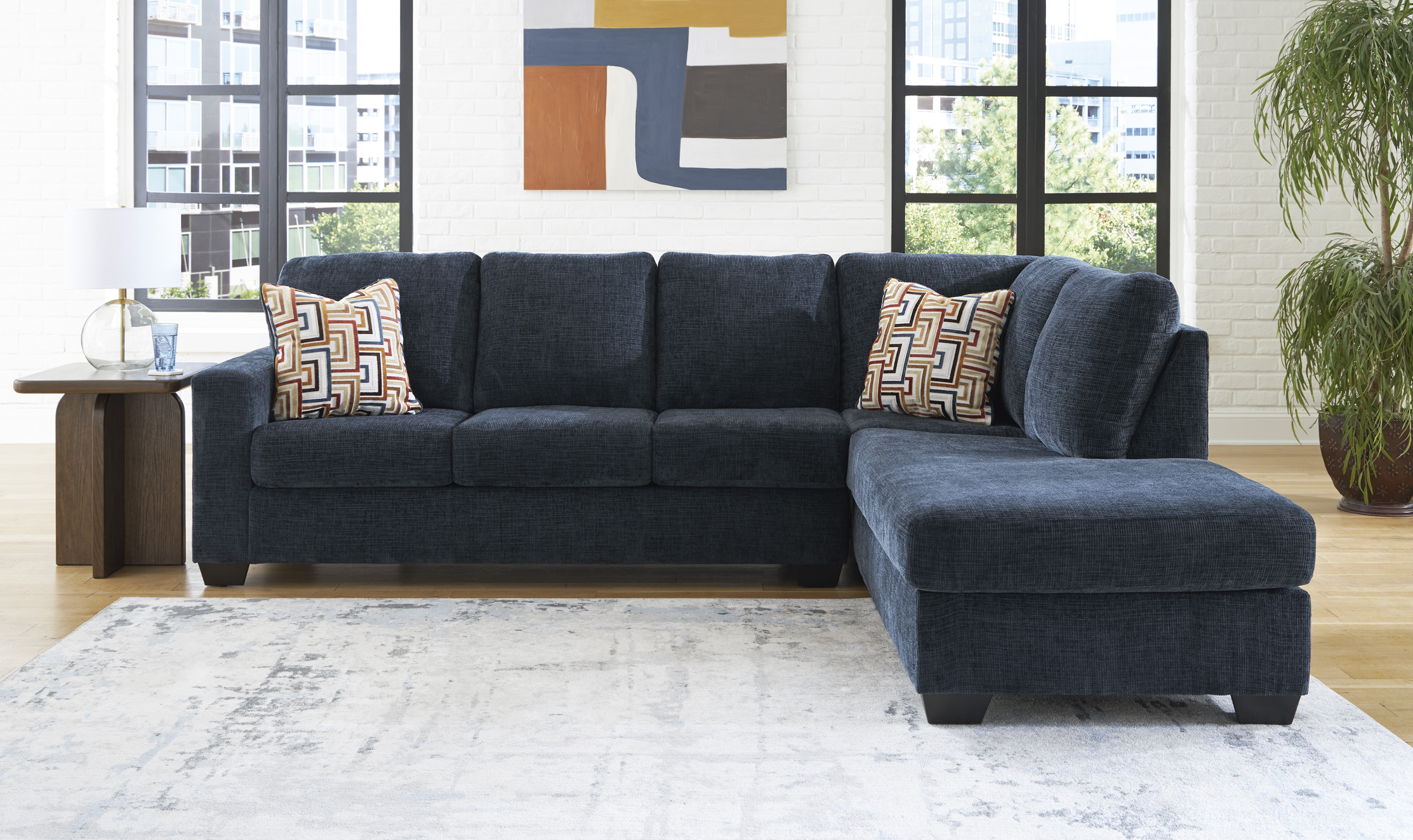 Modern Heritage Aviemore 2-Piece Fabric Sectional Sofa Chaise-Jennifer Furniture