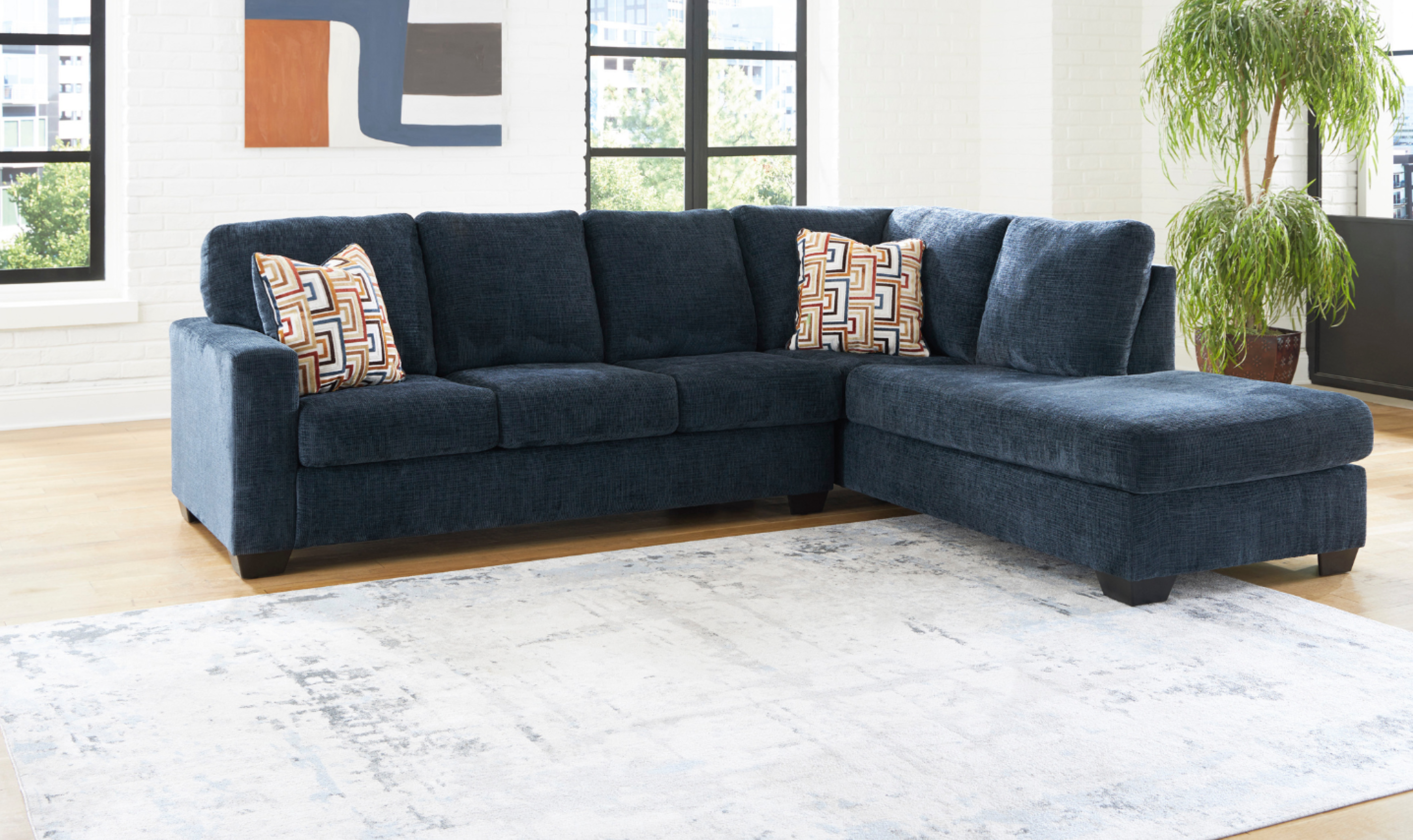 Modern Heritage Aviemore 2-Piece Fabric Sectional Sofa Chaise-Jennifer Furniture