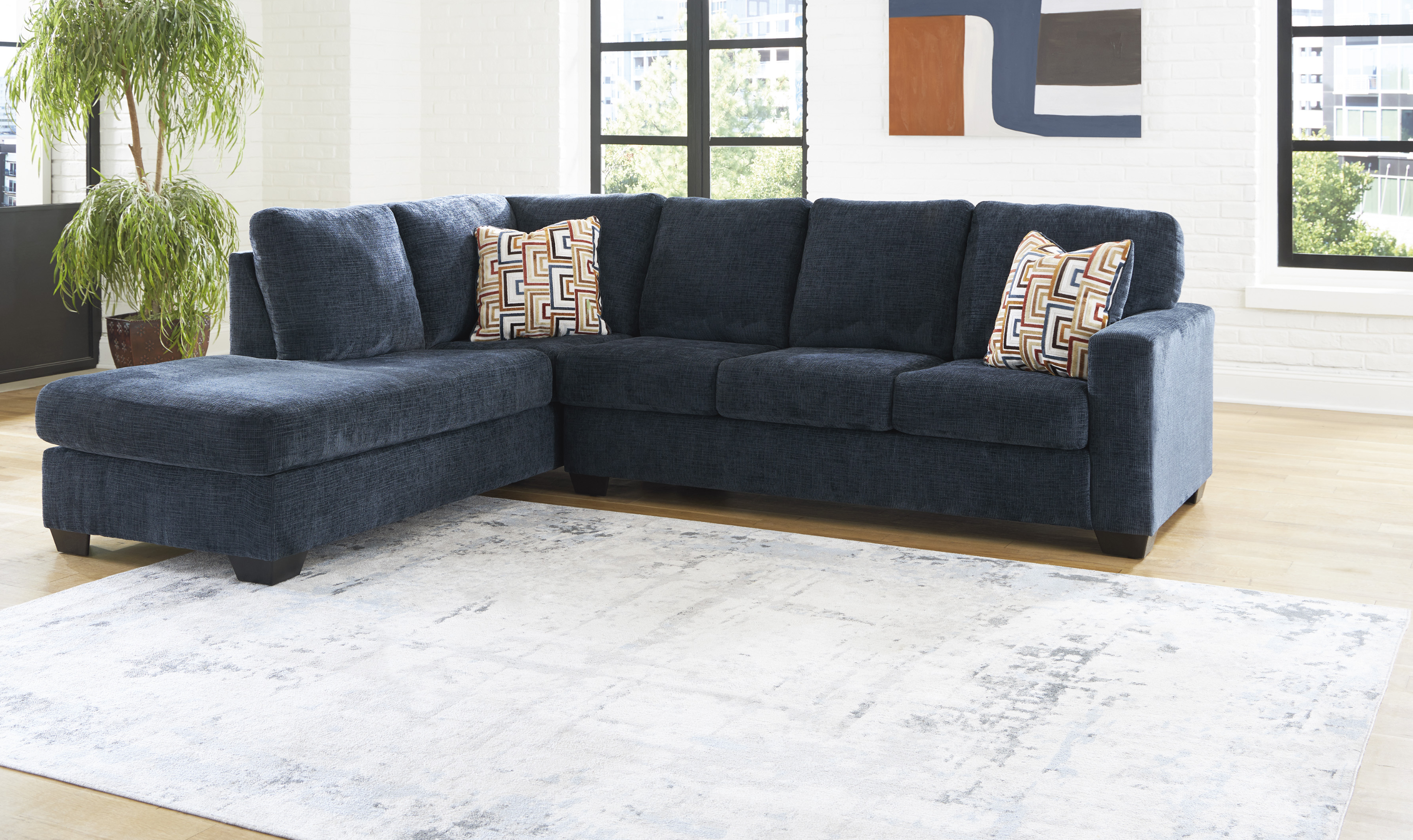 Modern Heritage Aviemore 2-Piece Fabric Sectional Sofa Chaise-Jennifer Furniture