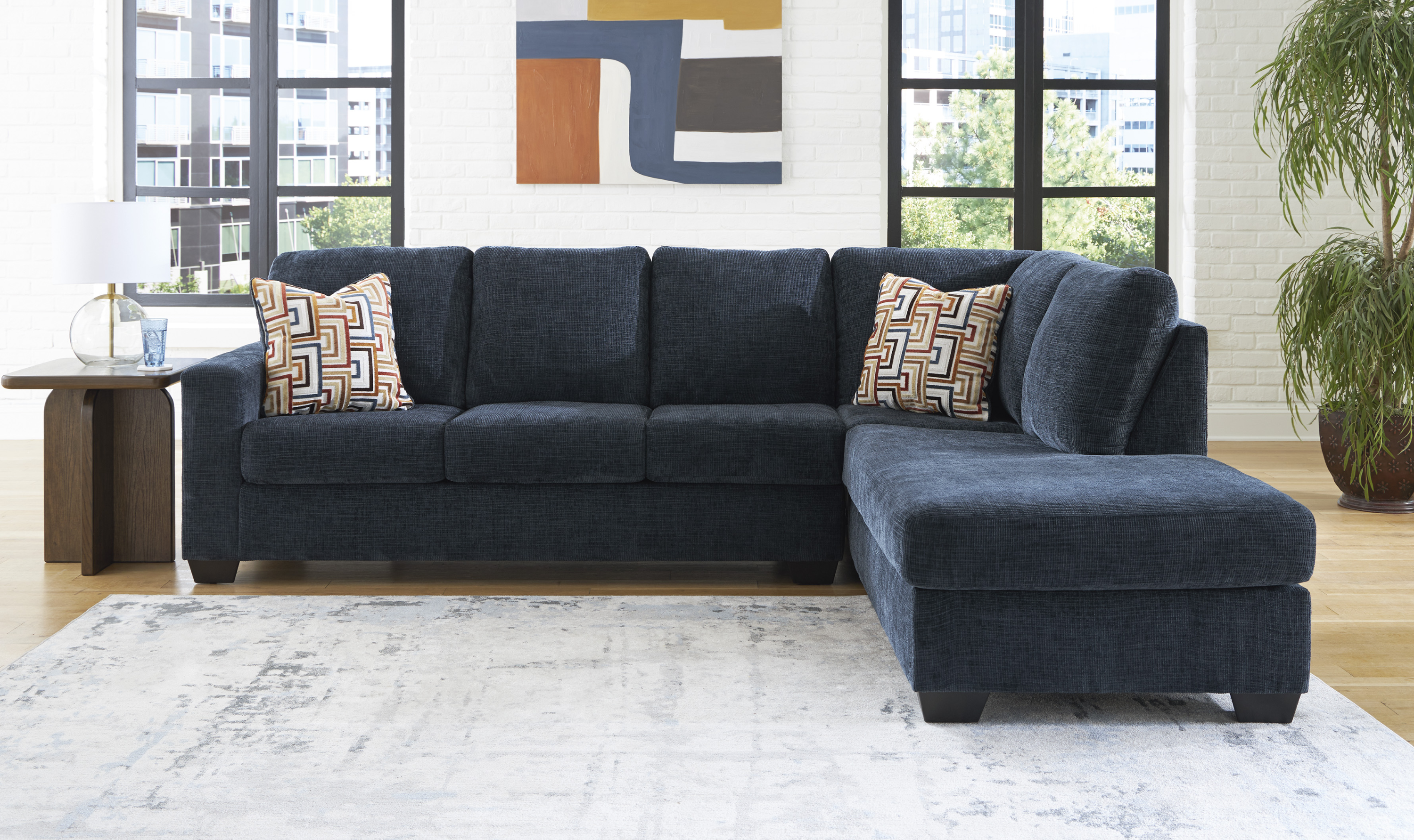 Modern Heritage Aviemore 2-Piece Fabric Sectional Sofa Chaise-Jennifer Furniture