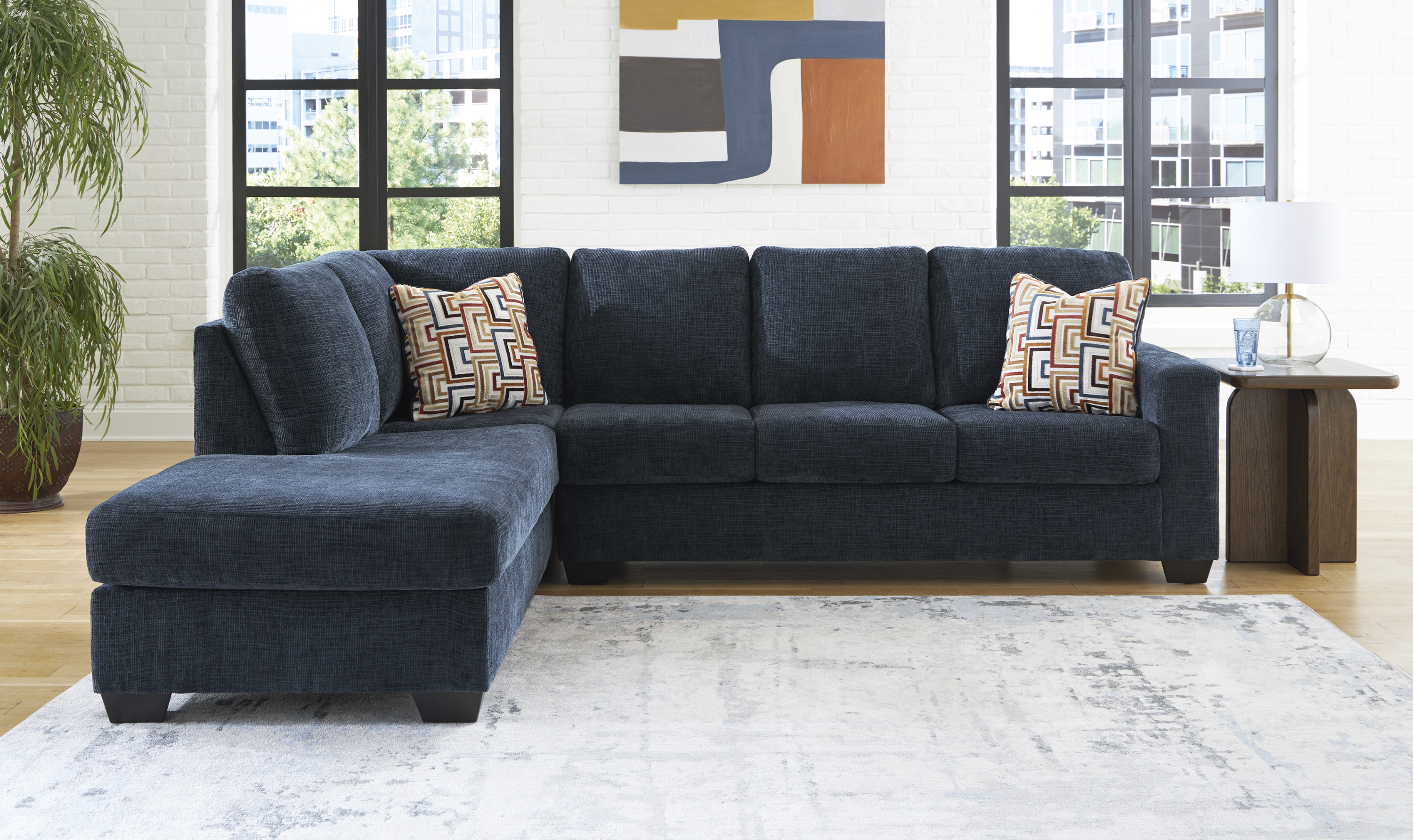 Modern Heritage Aviemore 2-Piece Fabric Sectional Sofa Chaise-Jennifer Furniture