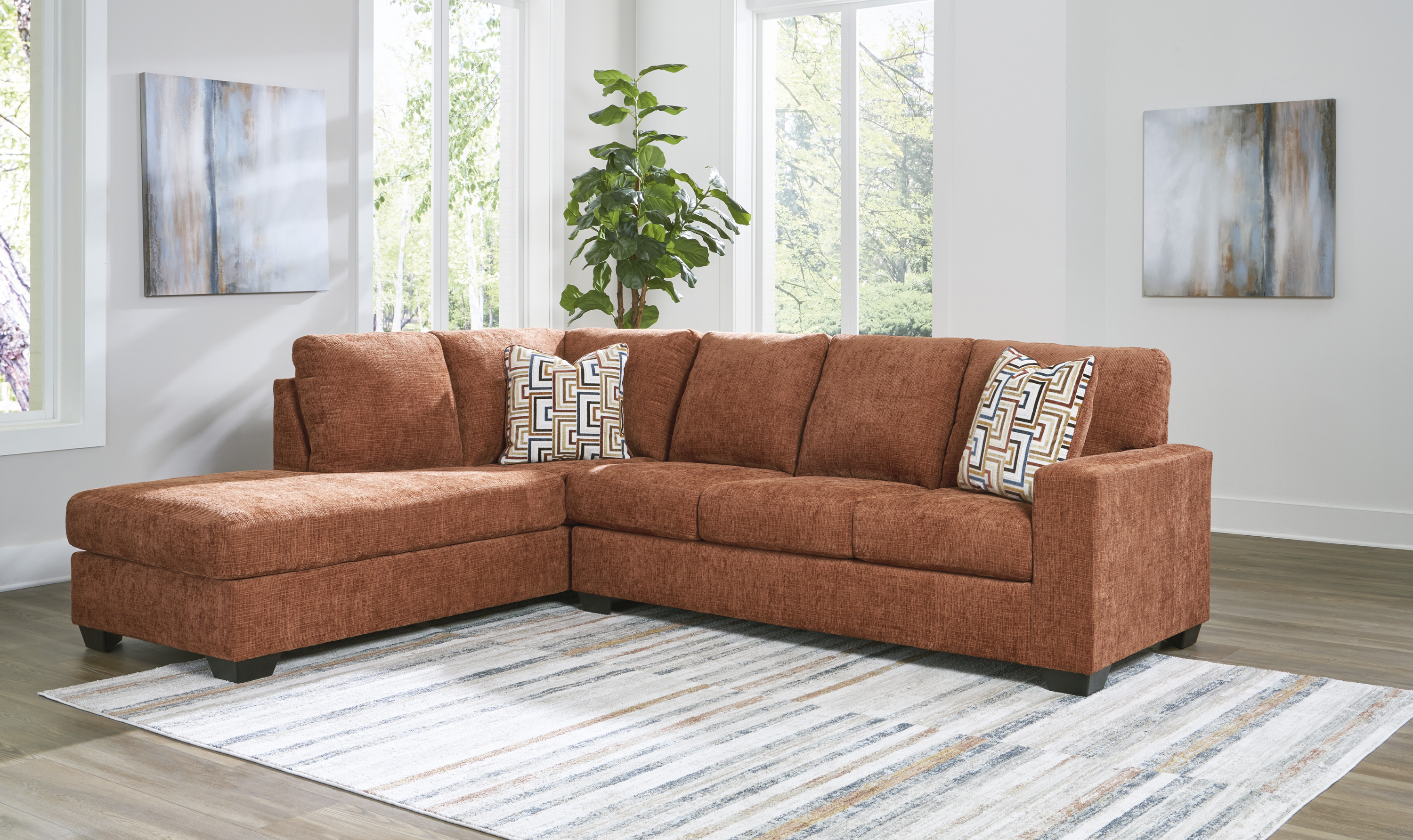 Modern Heritage Aviemore 2-Piece Fabric Sectional Sofa Chaise-Jennifer Furniture