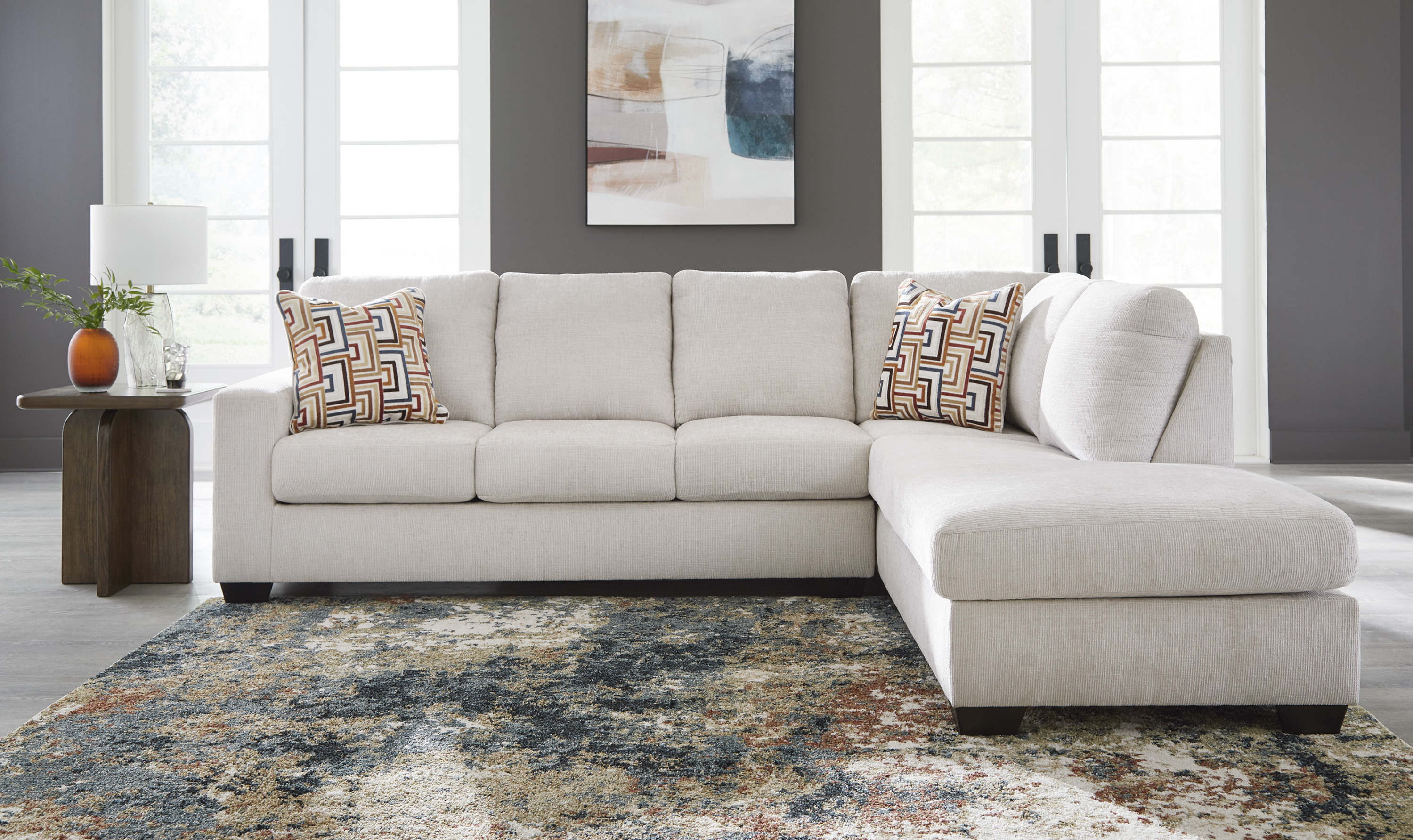 Modern Heritage Aviemore 2-Piece Fabric Sectional Sofa Chaise-Jennifer Furniture