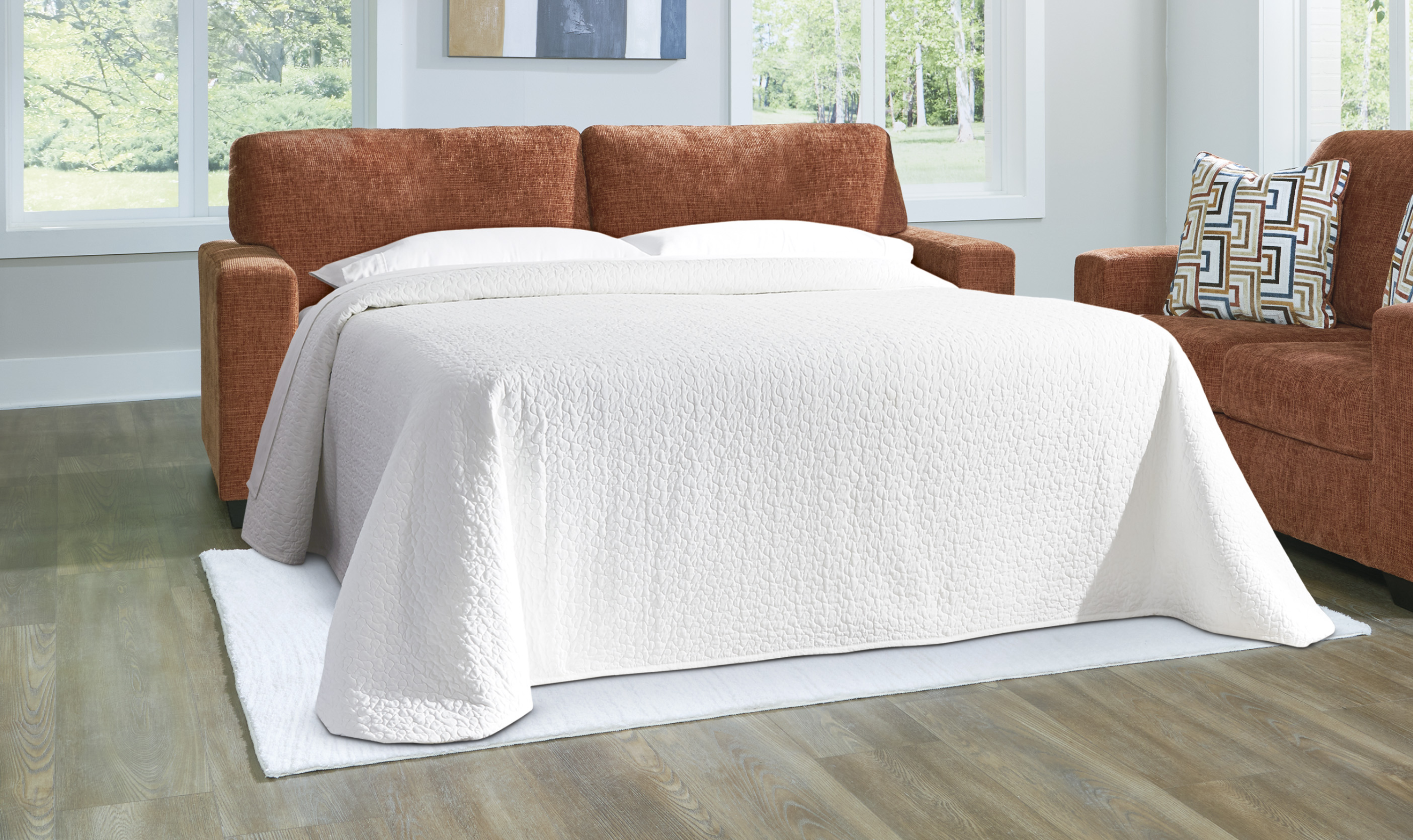 Modern Heritage Aviemore 2 Seater Pull-Out Queen Sofa Sleeper with memory Foam Mattresses-Jennifer furniture