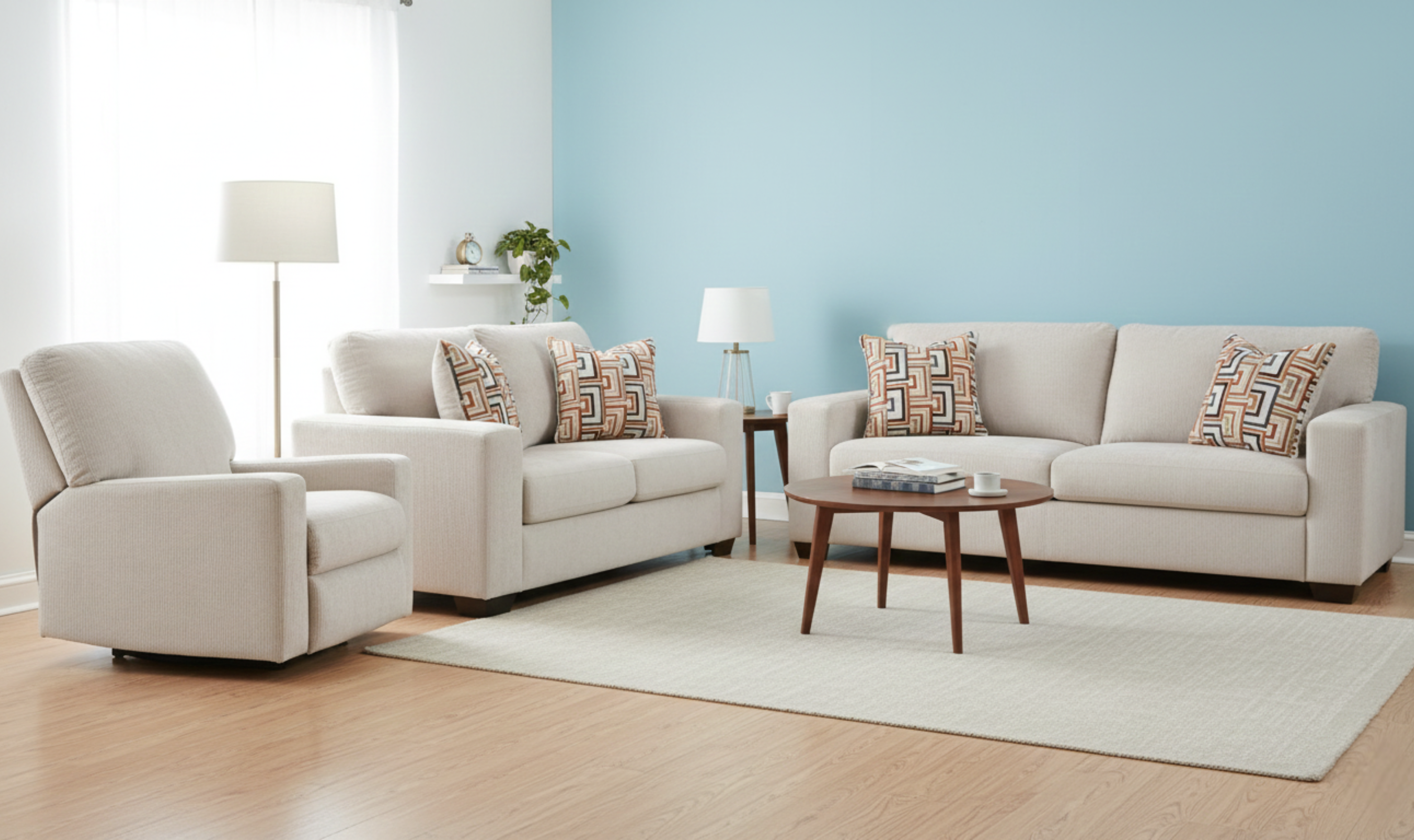 Modern Heritage Aviemore Fabric Living Room Set in Three Colors