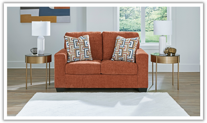Modern Heritage Fabric Aviemore Loveseat With Pillow Cushions