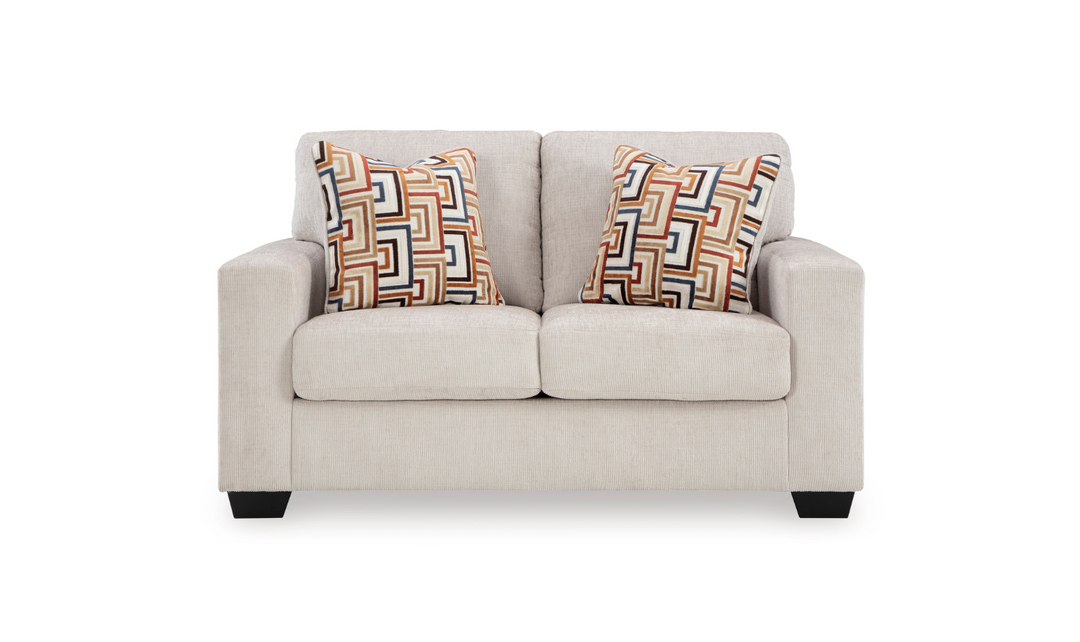 Modern Heritage Fabric Aviemore Loveseat With Pillow Cushions