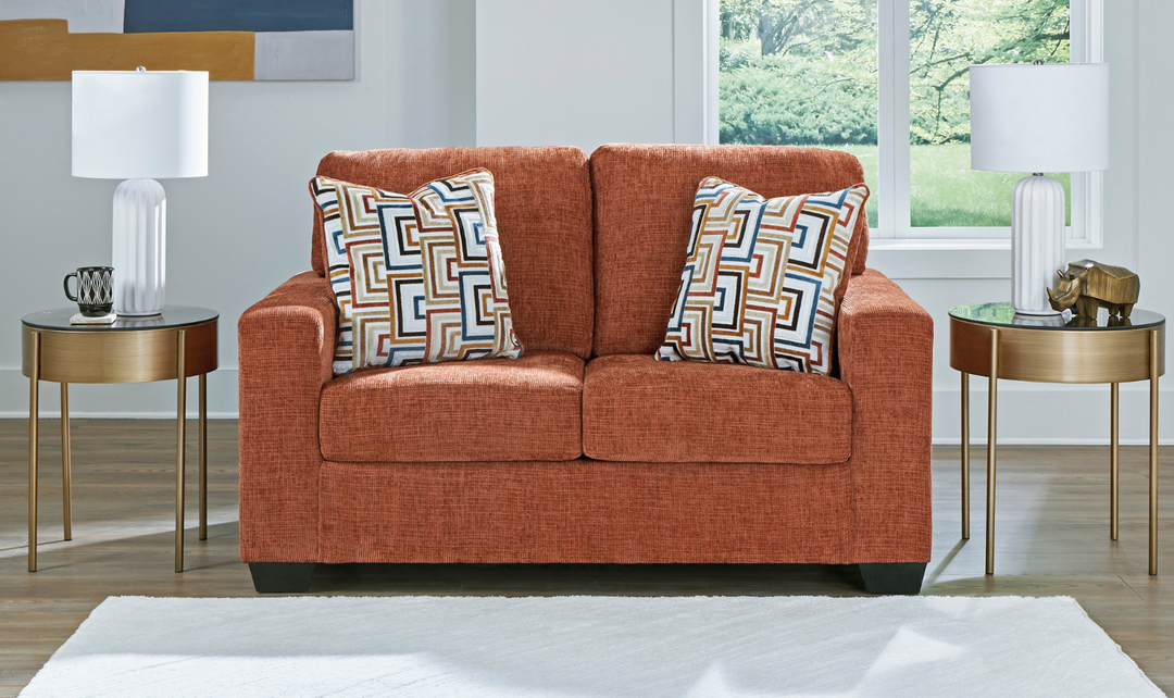 Modern Heritage Fabric Aviemore Loveseat With Pillow Cushions