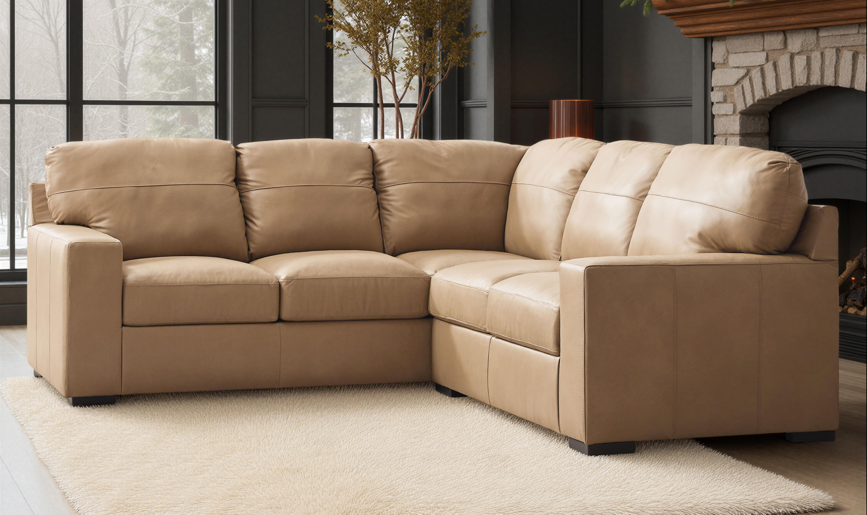 Modern Heritage Bandon Leather 2-Piece Sectional in Toffee