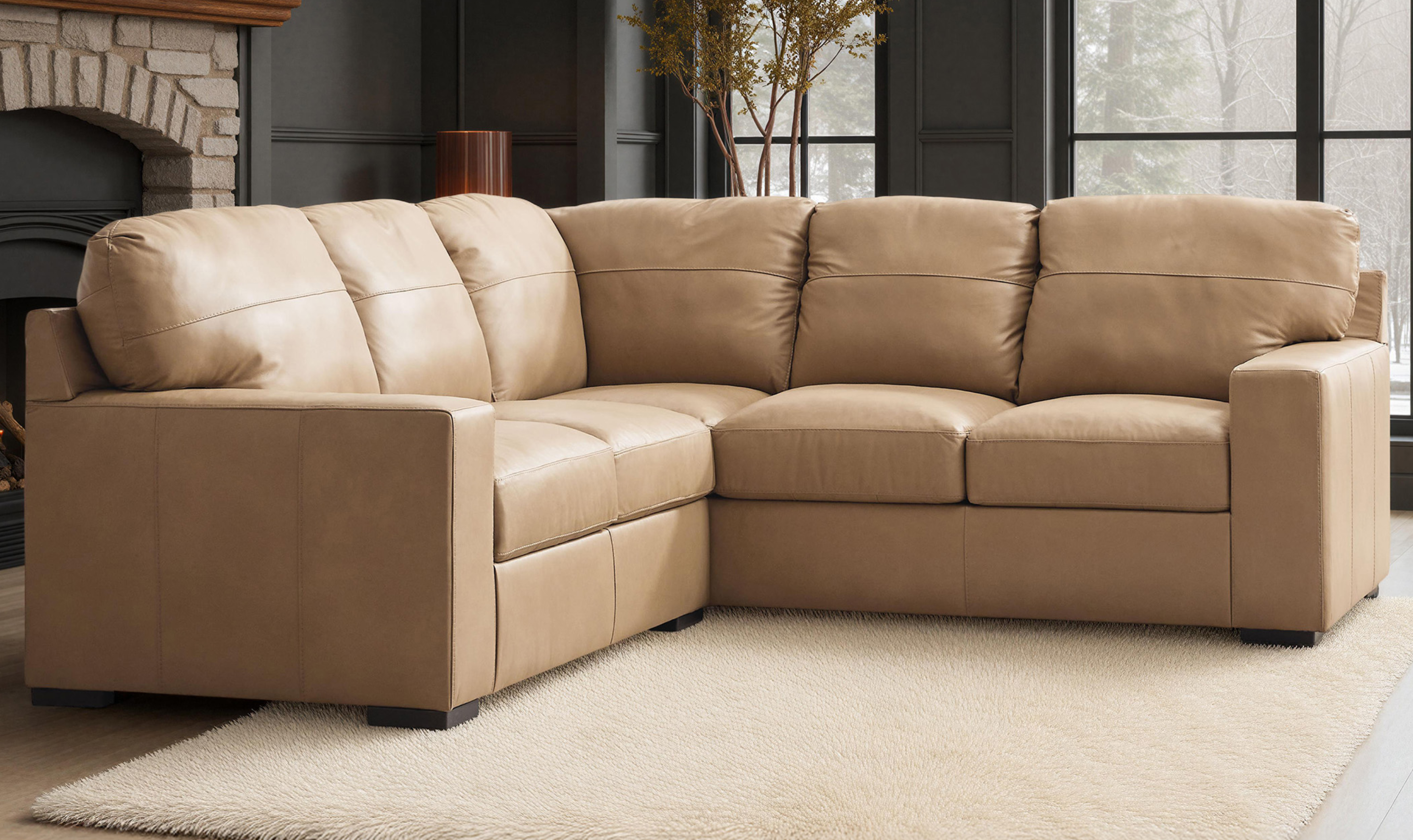 Modern Heritage Bandon Leather 2-Piece Sectional in Toffee