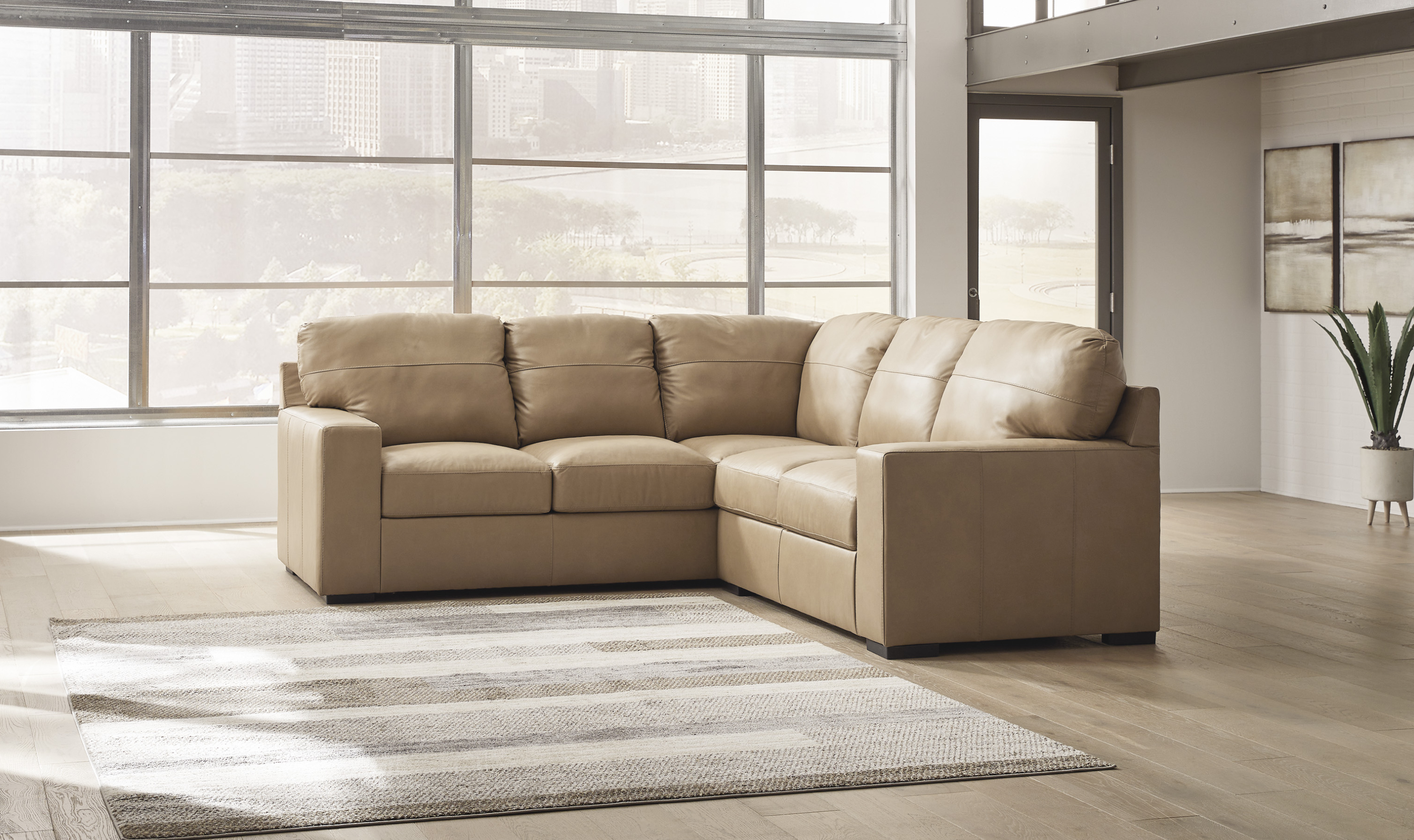 Modern Heritage Bandon Leather 2-Piece Sectional in Toffee